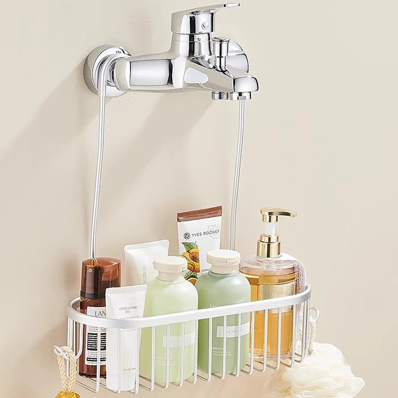 Shower Caddy Hanging Organizer Shower Basket with Hooks Storage Shelf No Drilling Shower Rack for Shower Faucet or Cross Bar