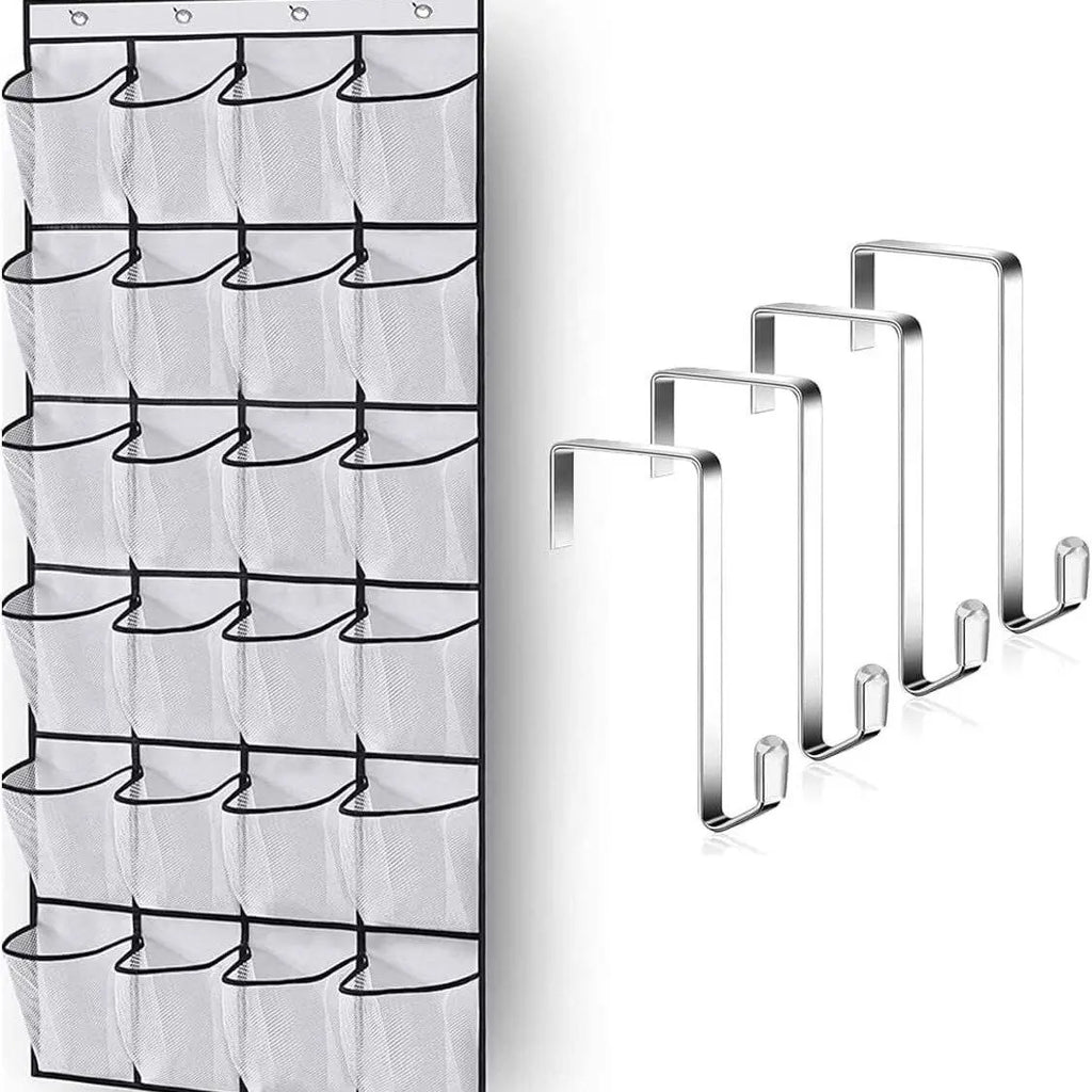 Over The Door Shoe Rack With 24 Large Mesh Pockets Hanging Shoe Organizer For Closet Hanging Shoe Rack Holder Hanger