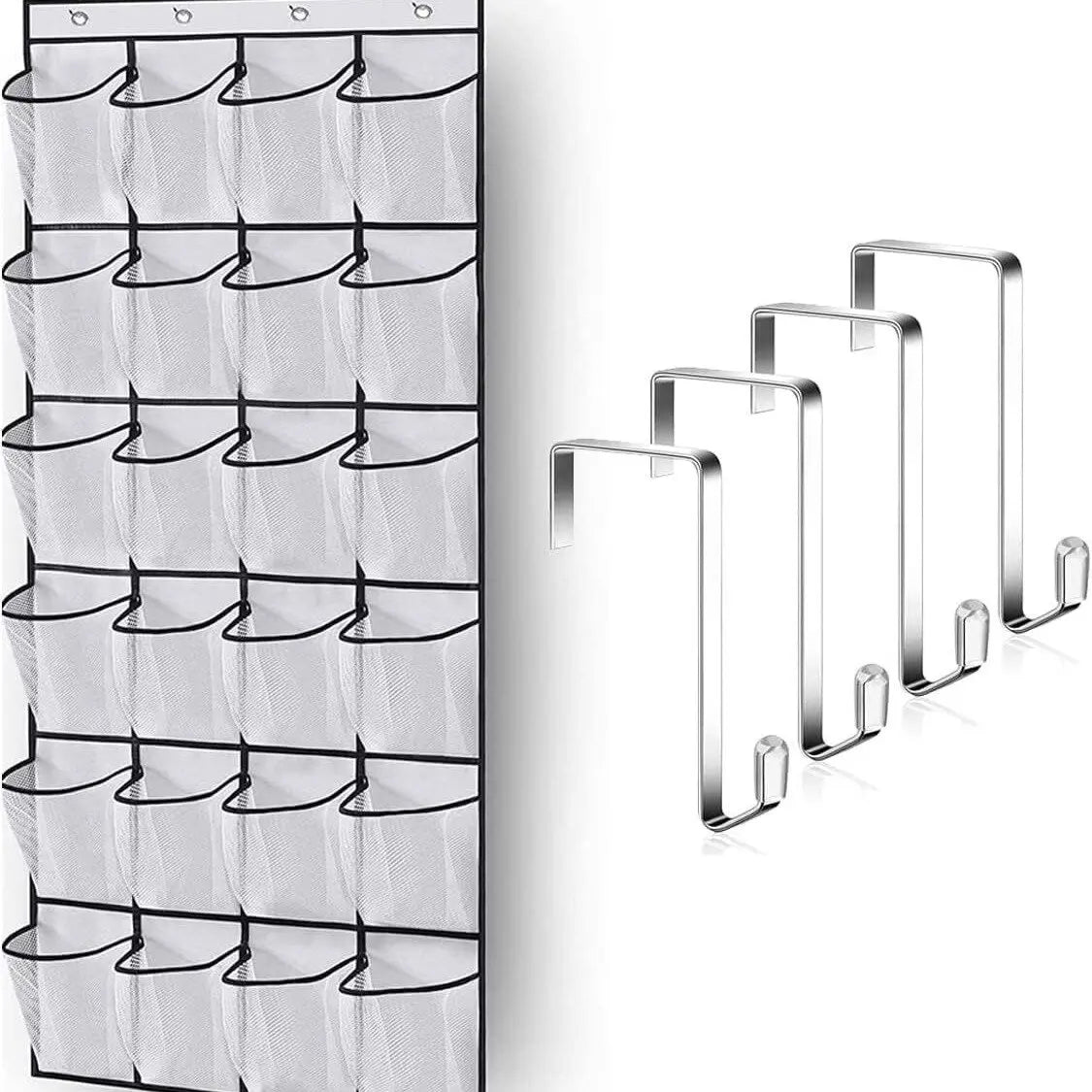 Over The Door Shoe Rack With 24 Large Mesh Pockets Hanging Shoe Organizer For Closet Hanging Shoe Rack Holder Hanger