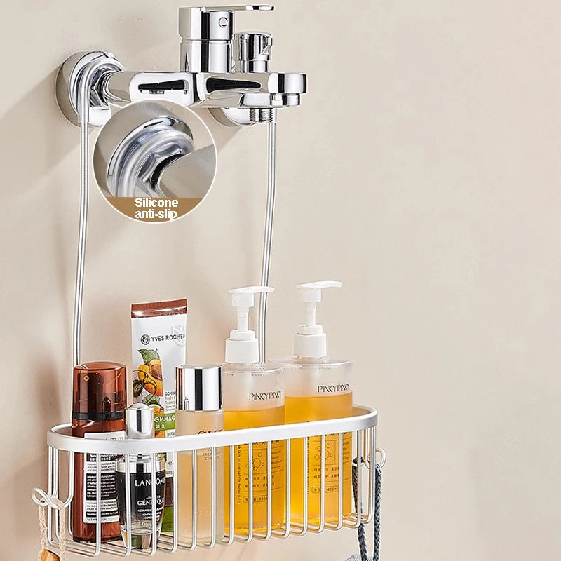 Shower Caddy Hanging Organizer Shower Basket with Hooks Storage Shelf No Drilling Shower Rack for Shower Faucet or Cross Bar