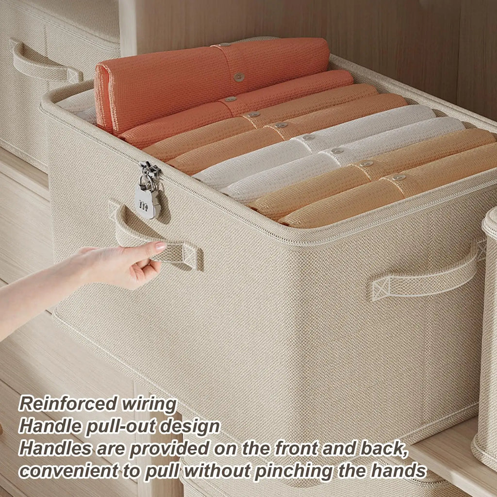 Storage Box with Lock Stackable Secure Odor Proof Storage Container Locking Organizing Bin Washable Shelf Baskets for Blanket