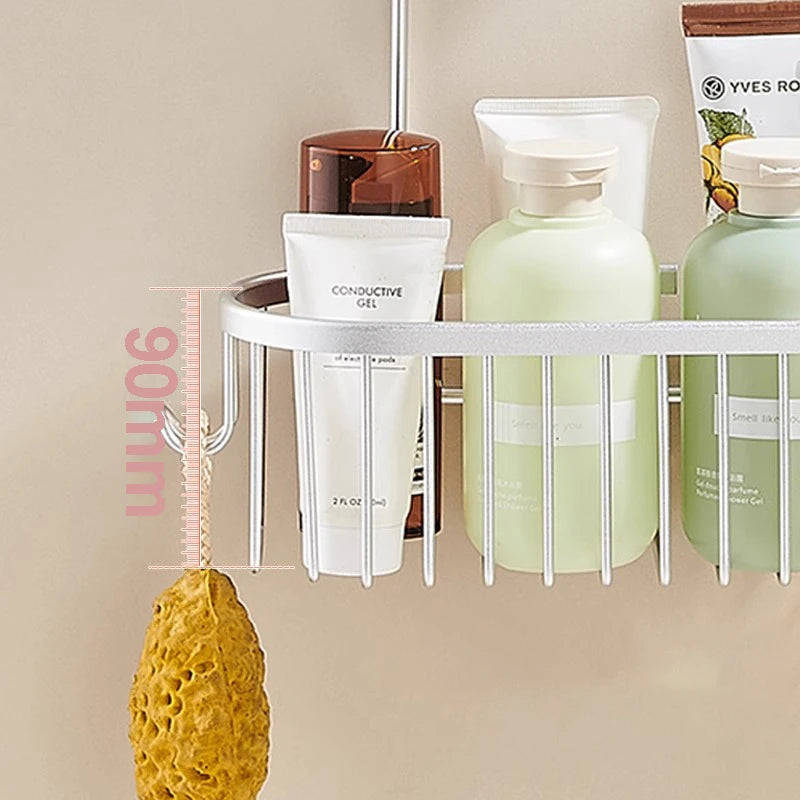 Shower Caddy Hanging Organizer Shower Basket with Hooks Storage Shelf No Drilling Shower Rack for Shower Faucet or Cross Bar