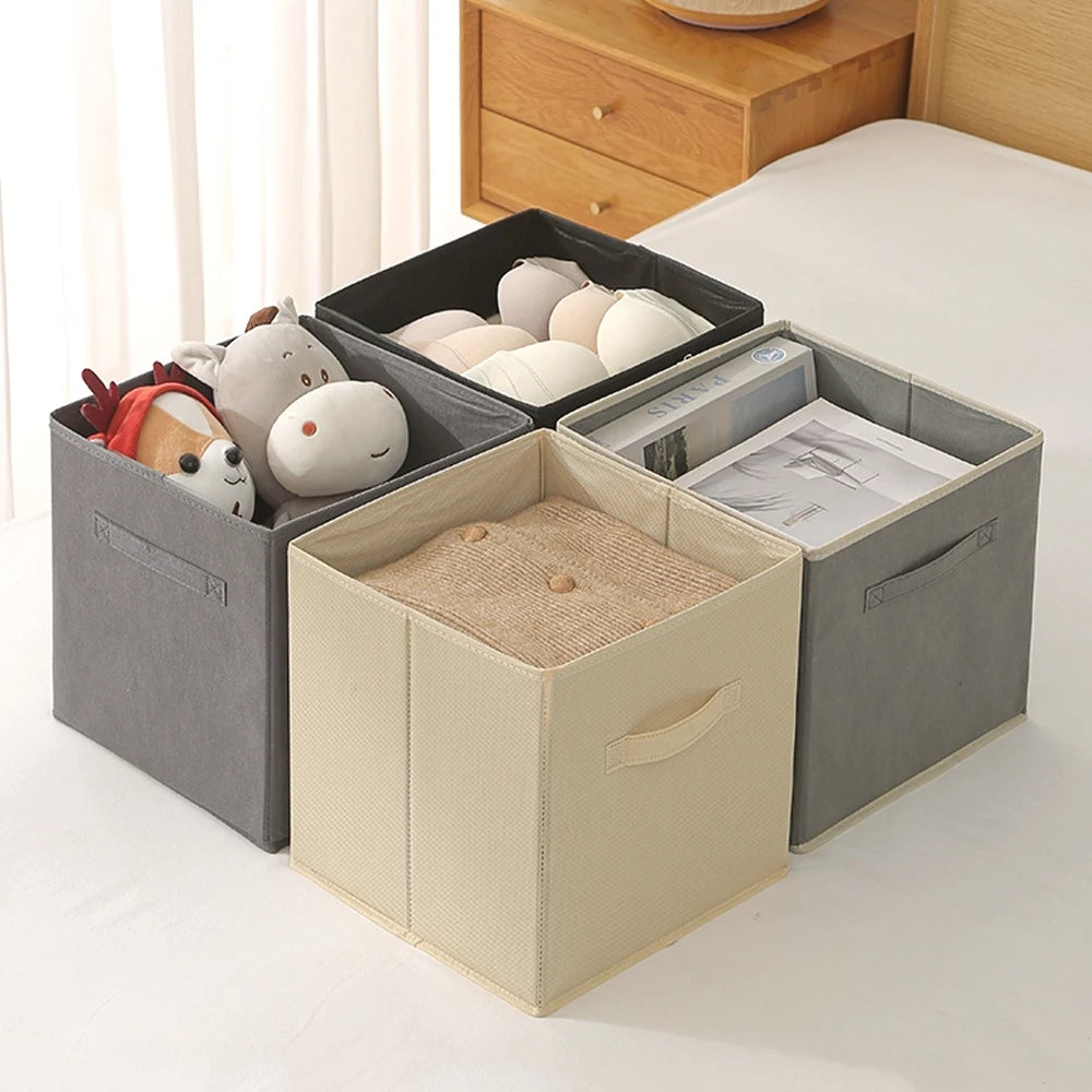Cube Storage Box Non Woven Foldable Waterproof Home Supplies Wardrobe Space Saving for Kid Toy Clothes Office Storage Organizer