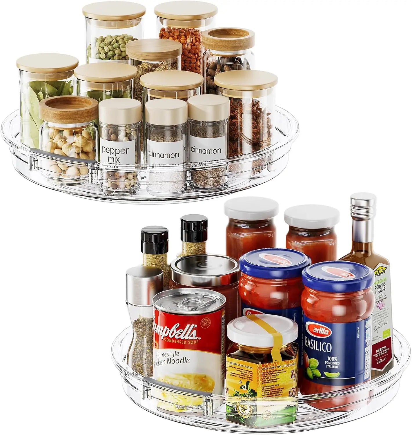 Lazy Susan Organizer Turntable for Cabinet, Lazy Susan with Edge Rotating Spice Organizer for Fridge, Kitchen, Pantry, Bathroom