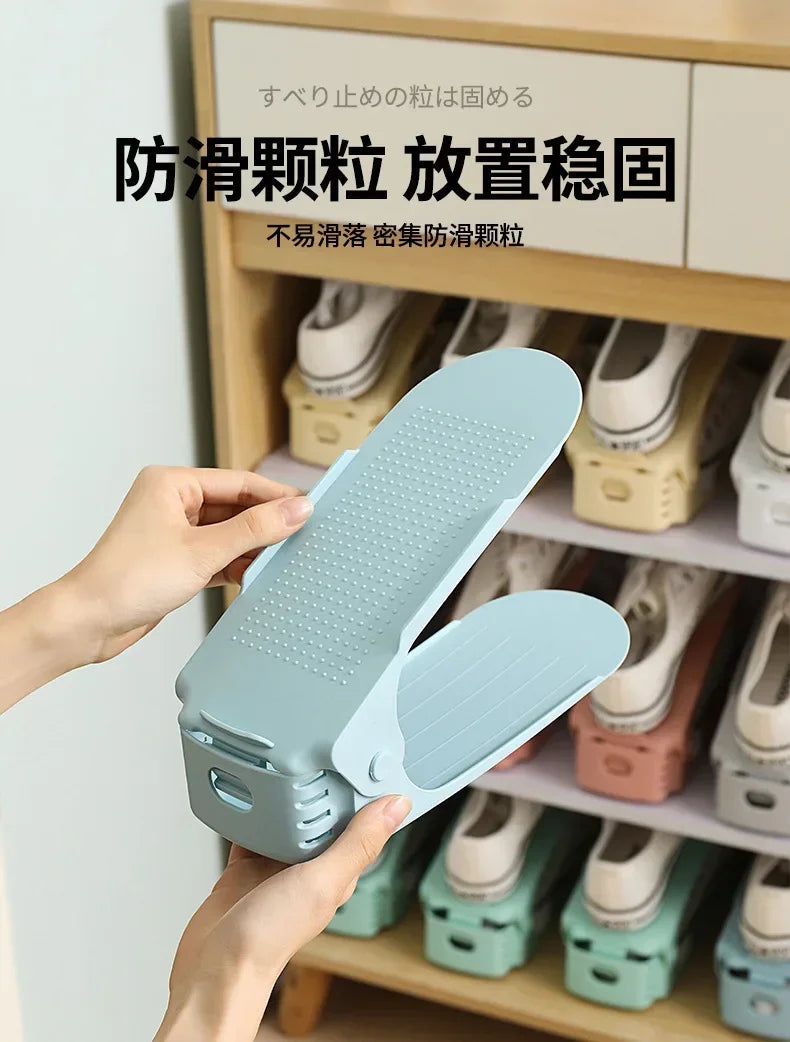 10Pcs Shoe Stacker Adjustable Shoe Slots Organizer Shoes Slots Space Saver Double Deck Rack Holder For Closet Organization Hot
