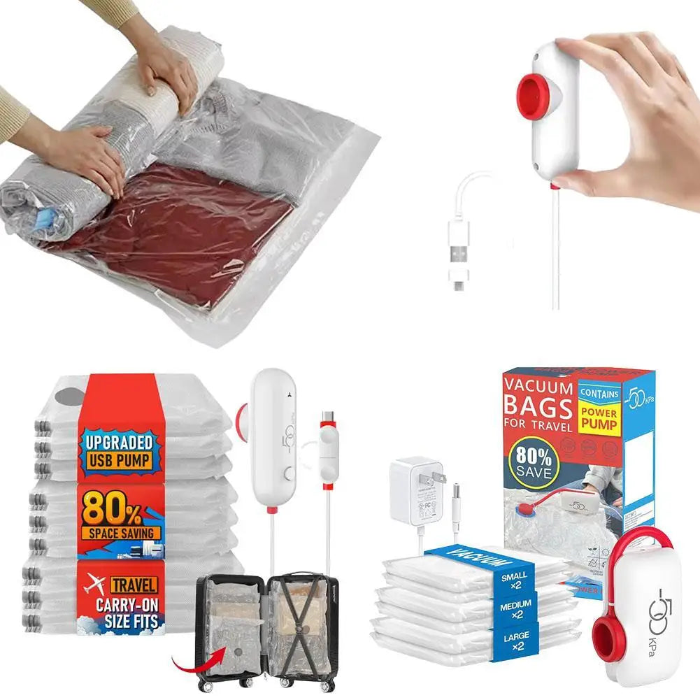 Vacuum Storage Bags Lightweight Travel Vacuum Bag With USB Electric Suction Pump Vacuum Storage Bags For Clothes Luggage