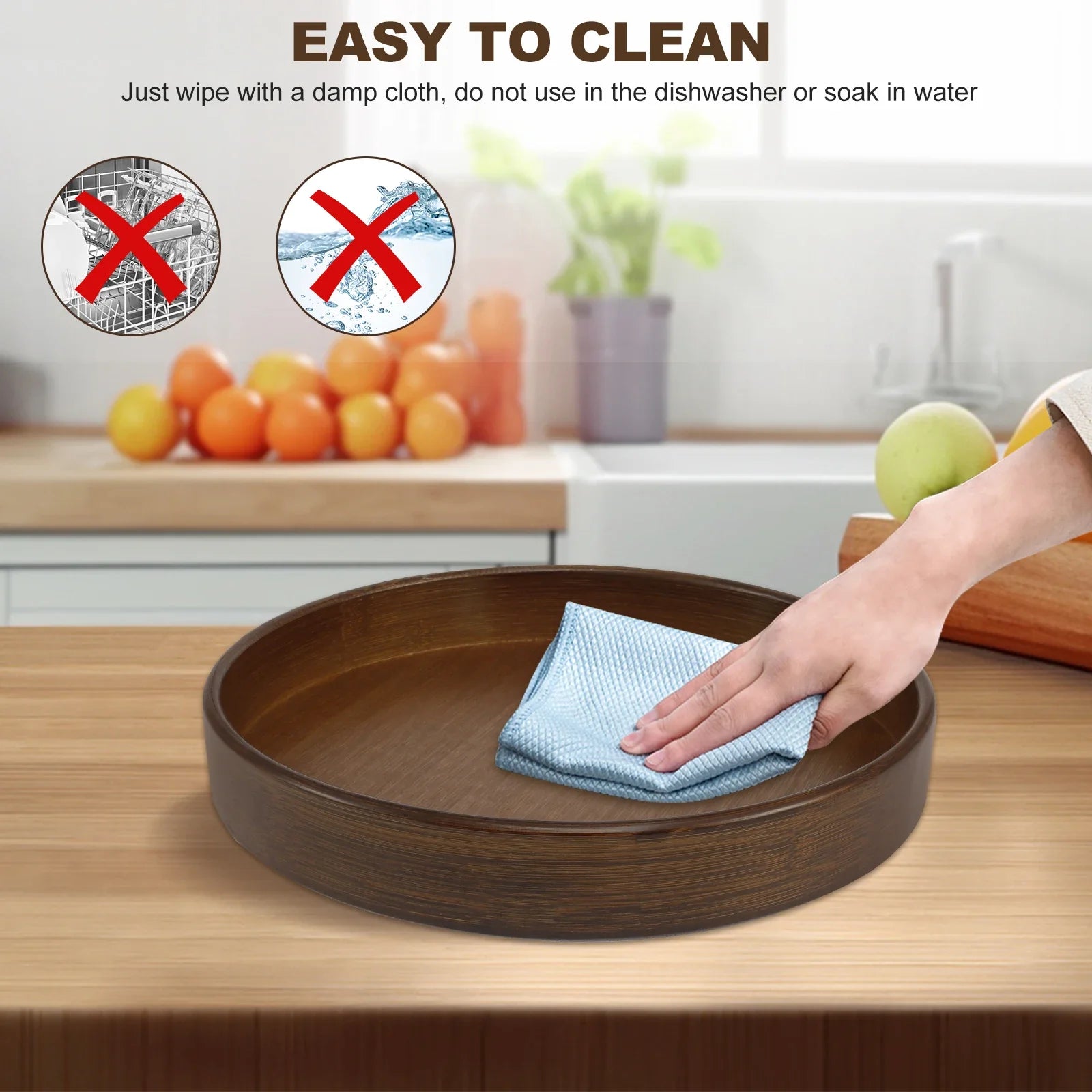 Wood Lazy Susan Organizer Round Lazy Susan Rotating Container for Cabinet Pantry Kitchen Countertop Refrigerator Spices Pantry