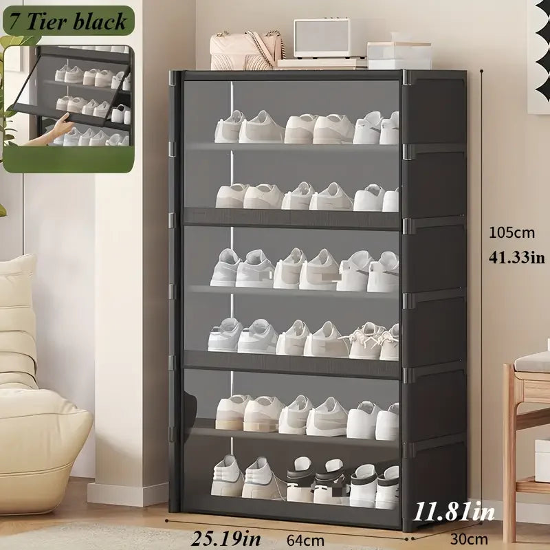 Dust-Proof and Transparent Large-Sized High-Shoe Rack, Shoe Cabinet, Suitable for 5-9 Levels of Storage, Can Accommodate 12-24 Pairs of Shoes Sports Shoe Rack Organizer, Shoe Cabinet, Closed Shelf, Shoe Rack Support Piece, Su
