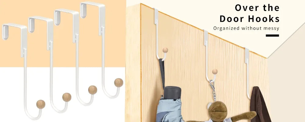 Over The Door Hooks 4 Pack Door Hanger Hooks Heavy Duty Hook Coat Rack Bathroom Kitchen Hanging Home Organization Storage Holder
