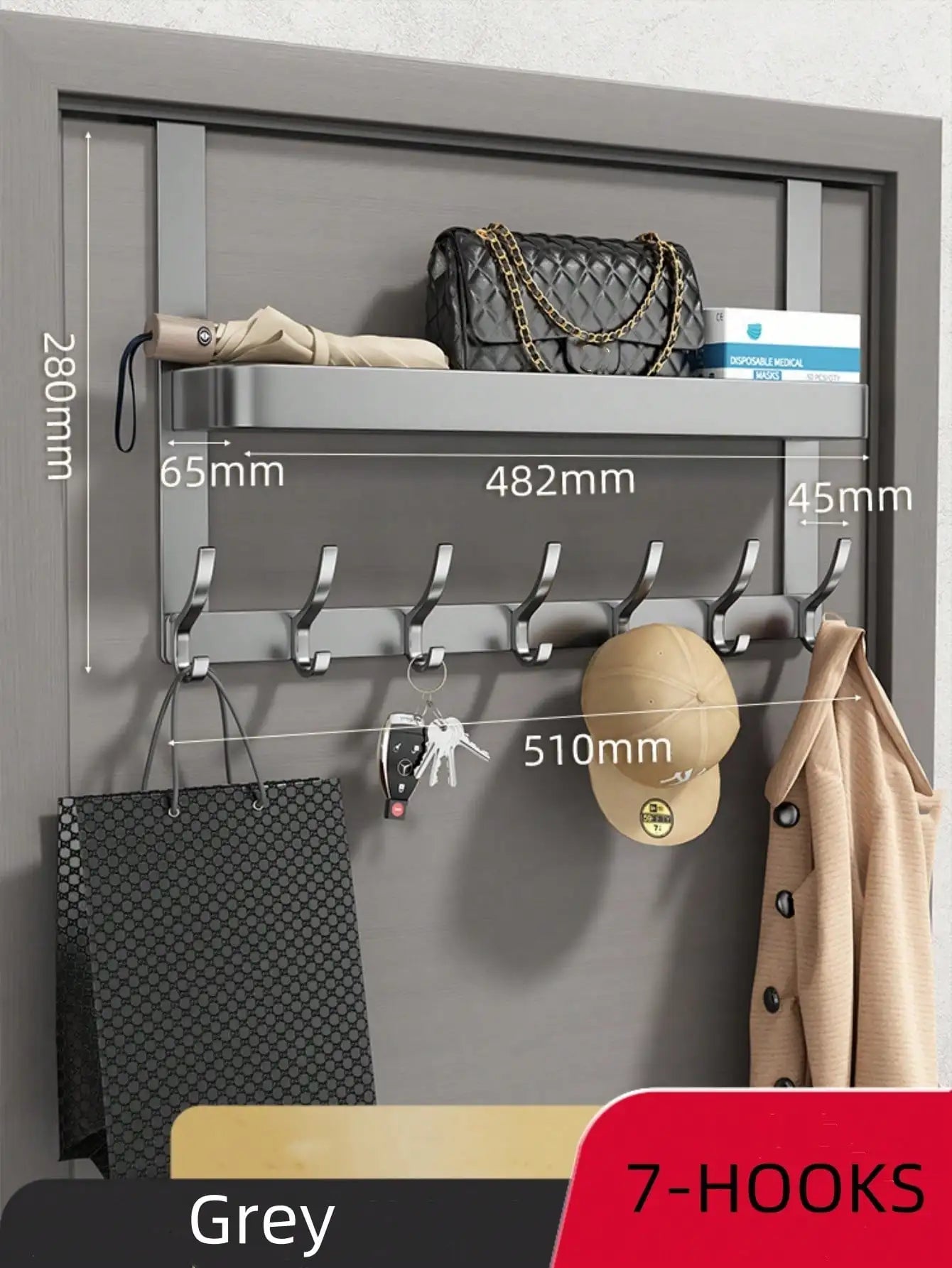 Easy-Install Over-The-Door Storage Rack - Multifunctional Metal Hooks for Bedroom, Bathroom & Kitchen Organization