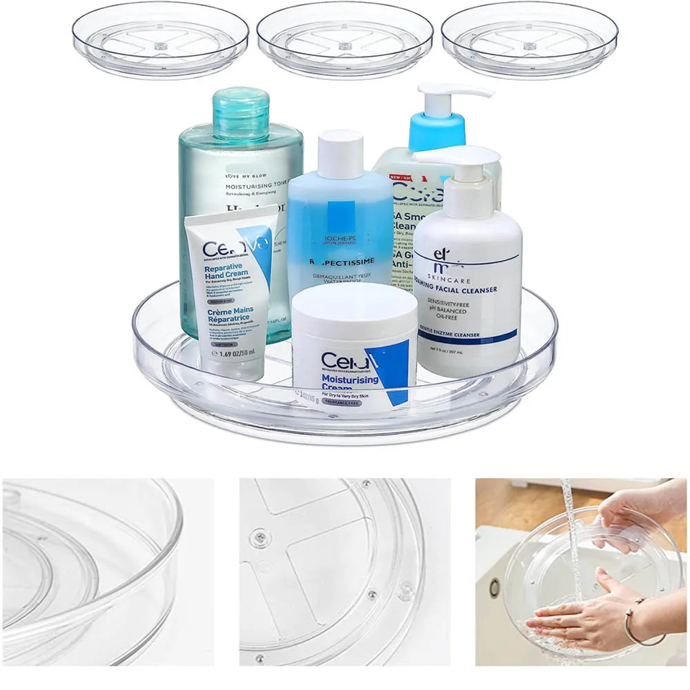 Lazy Susan Spice Rack Organizer, 360 Degree Rotating Round Lazy Susan Turntable for Cabinet, Clear