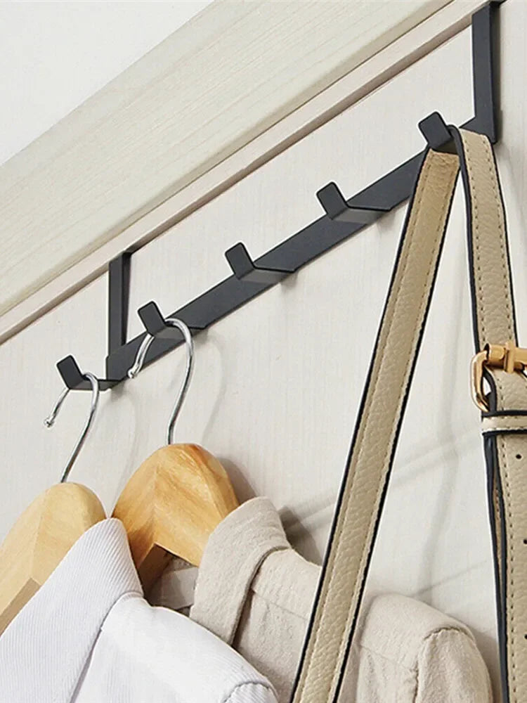 Hooks Over The Door 5 Hooks Home Key Hanging Storage Rack Clothes Coat Hat Towel Hanger Organizer Bathroom Kitchen Accessories