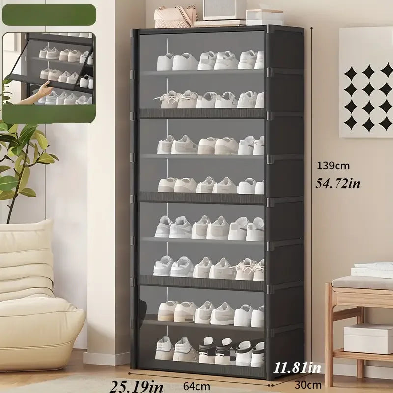 Dust-Proof and Transparent Large-Sized High-Shoe Rack, Shoe Cabinet, Suitable for 5-9 Levels of Storage, Can Accommodate 12-24 Pairs of Shoes Sports Shoe Rack Organizer, Shoe Cabinet, Closed Shelf, Shoe Rack Support Piece, Su