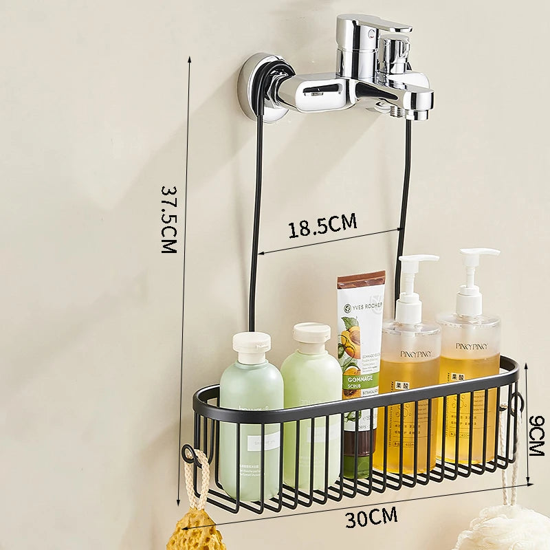 Shower Caddy Hanging Organizer Shower Basket with Hooks Storage Shelf No Drilling Shower Rack for Shower Faucet or Cross Bar