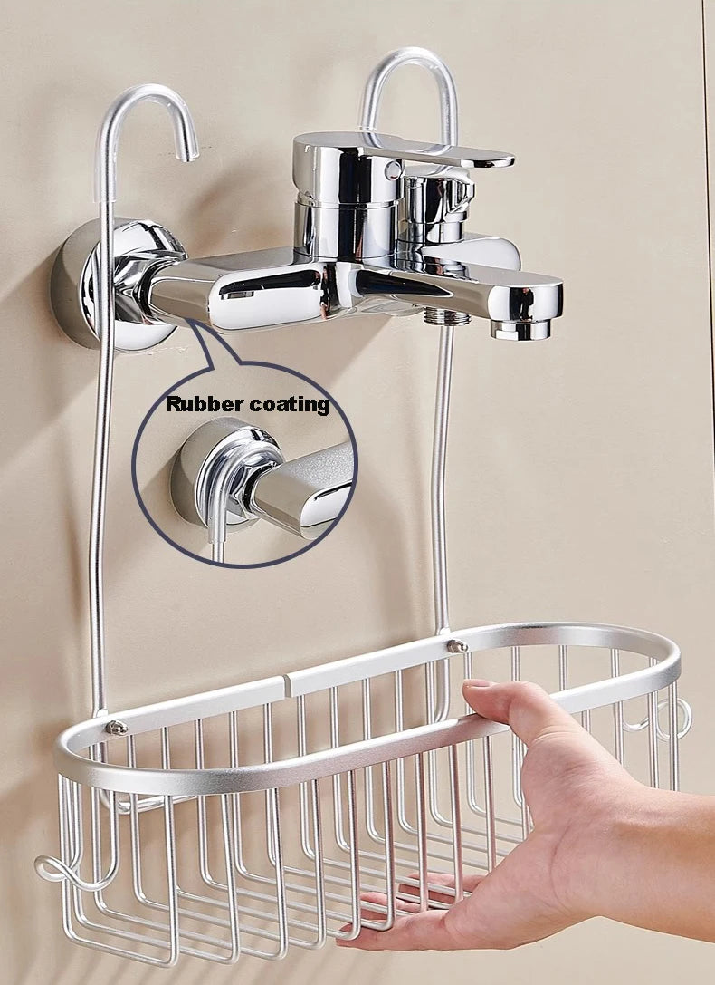 Shower Caddy Hanging Organizer Shower Basket with Hooks Storage Shelf No Drilling Shower Rack for Shower Faucet or Cross Bar