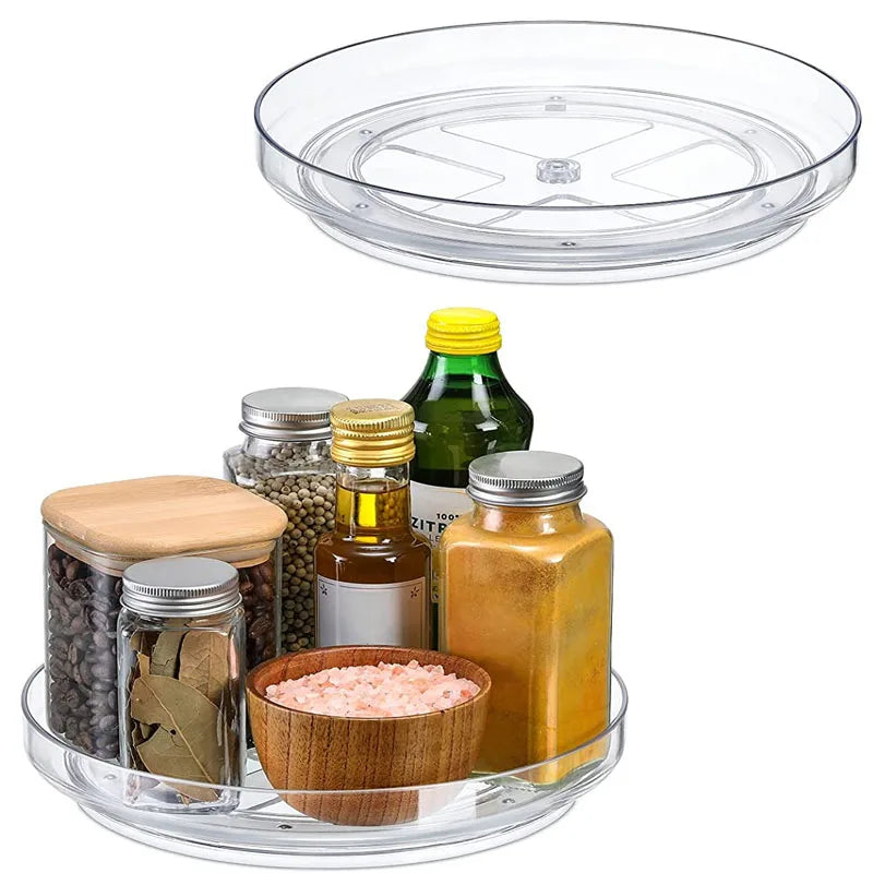 Lazy Susan Spice Rack Organizer, 360 Degree Rotating Round Lazy Susan Turntable for Cabinet, Clear