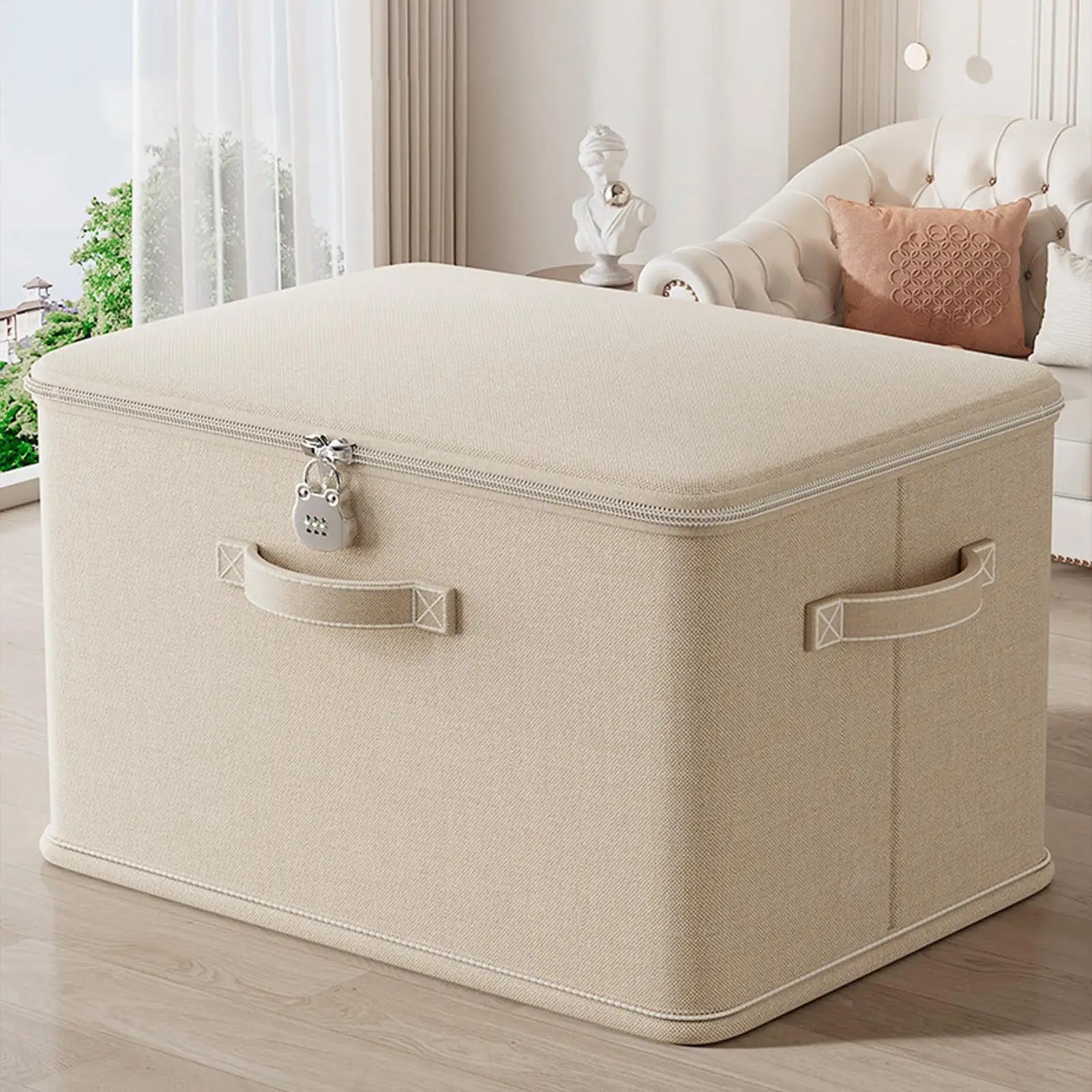 Storage Box with Lock Stackable Secure Odor Proof Storage Container Locking Organizing Bin Washable Shelf Baskets for Blanket