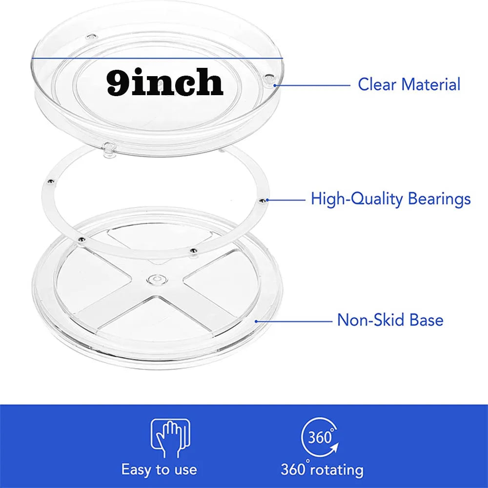 Lazy Susan Spice Rack Organizer, 360 Degree Rotating Round Lazy Susan Turntable for Cabinet, Clear