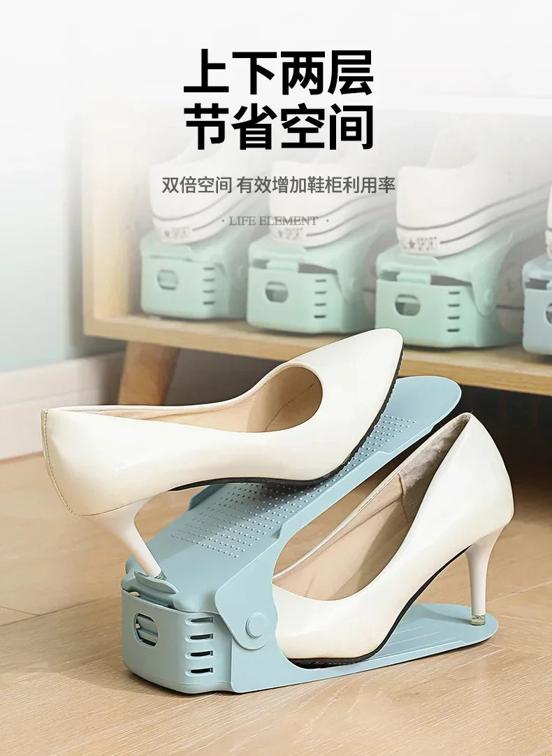 10Pcs Shoe Stacker Adjustable Shoe Slots Organizer Shoes Slots Space Saver Double Deck Rack Holder For Closet Organization Hot