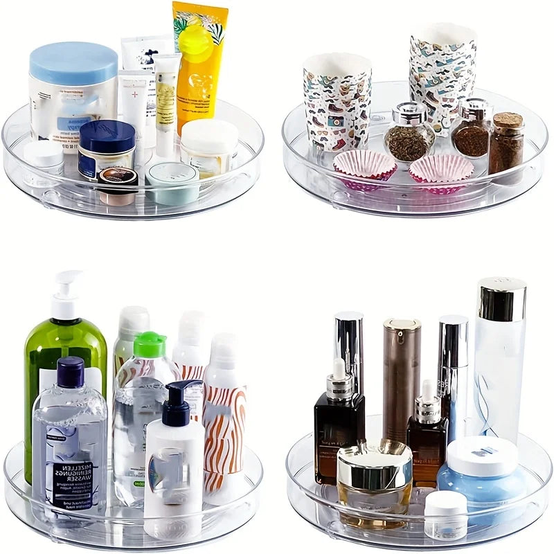 Lazy Susan Spice Rack Organizer, 360 Degree Rotating Round Lazy Susan Turntable for Cabinet, Clear