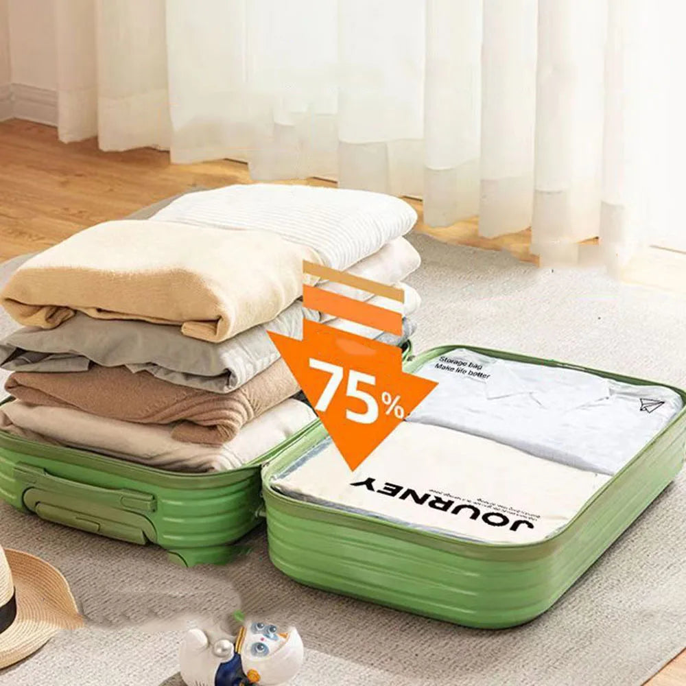 2pcs Vacuum Storage Bags Hand-Rolled Travel Vacuum Storage Bags For Towels Socks Clothes More No Pump Needed
