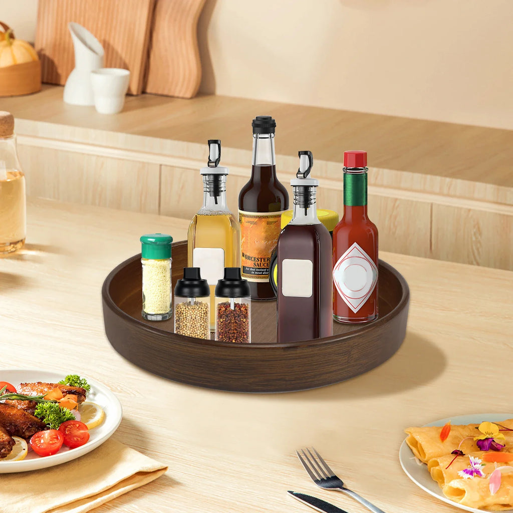 Wood Lazy Susan Organizer Round Lazy Susan Rotating Container for Cabinet Pantry Kitchen Countertop Refrigerator Spices Pantry