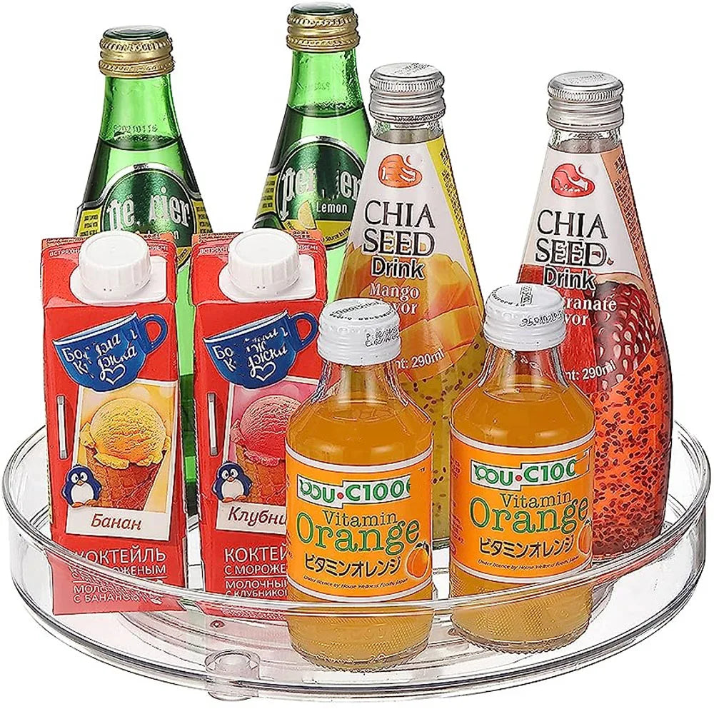 Lazy Susan Spice Rack Organizer, 360 Degree Rotating Round Lazy Susan Turntable for Cabinet, Clear