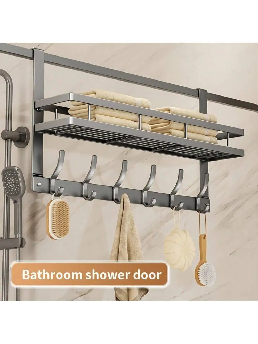 Easy-Install Over-The-Door Storage Rack - Multifunctional Metal Hooks for Bedroom, Bathroom & Kitchen Organization
