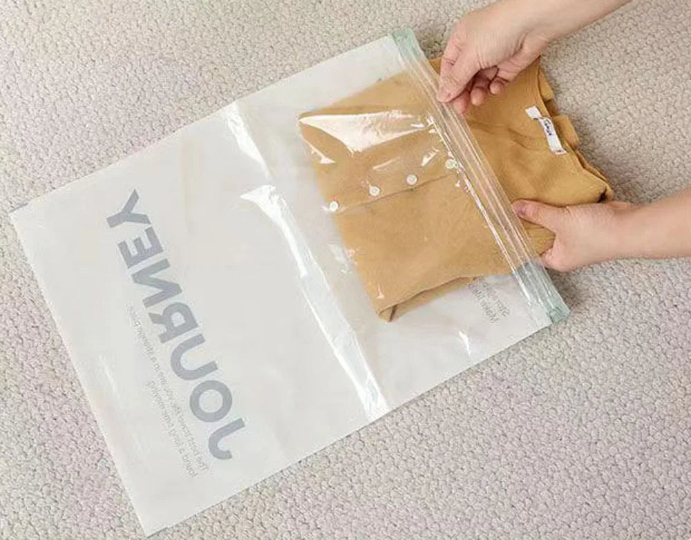 2pcs Vacuum Storage Bags Hand-Rolled Travel Vacuum Storage Bags For Towels Socks Clothes More No Pump Needed